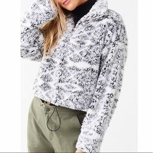 Faux Shearling Geo Print Pullover